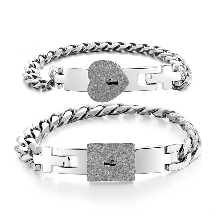 Concentric Lock Key Bracelet Couple Bracelet Sets Gifts for Her