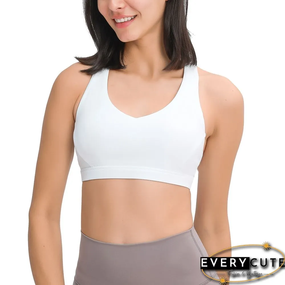 White Y Back Push-up Sports Vest Bra