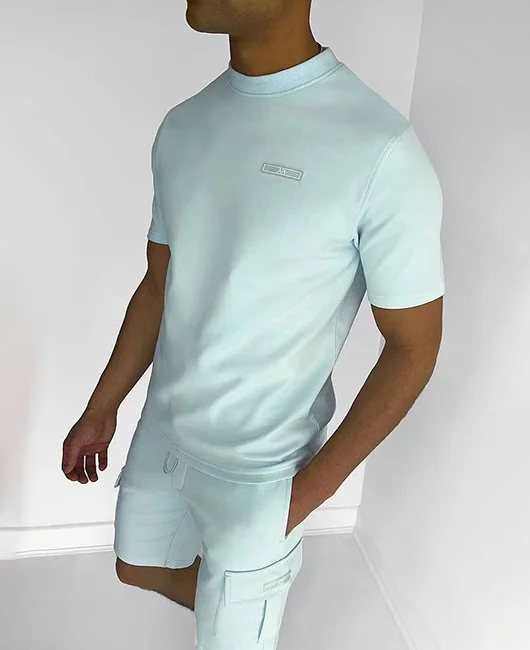 Sporty Short Sleeve Multi-Pocket T-Shirt & Shorts 2Pcs Set Okaywear