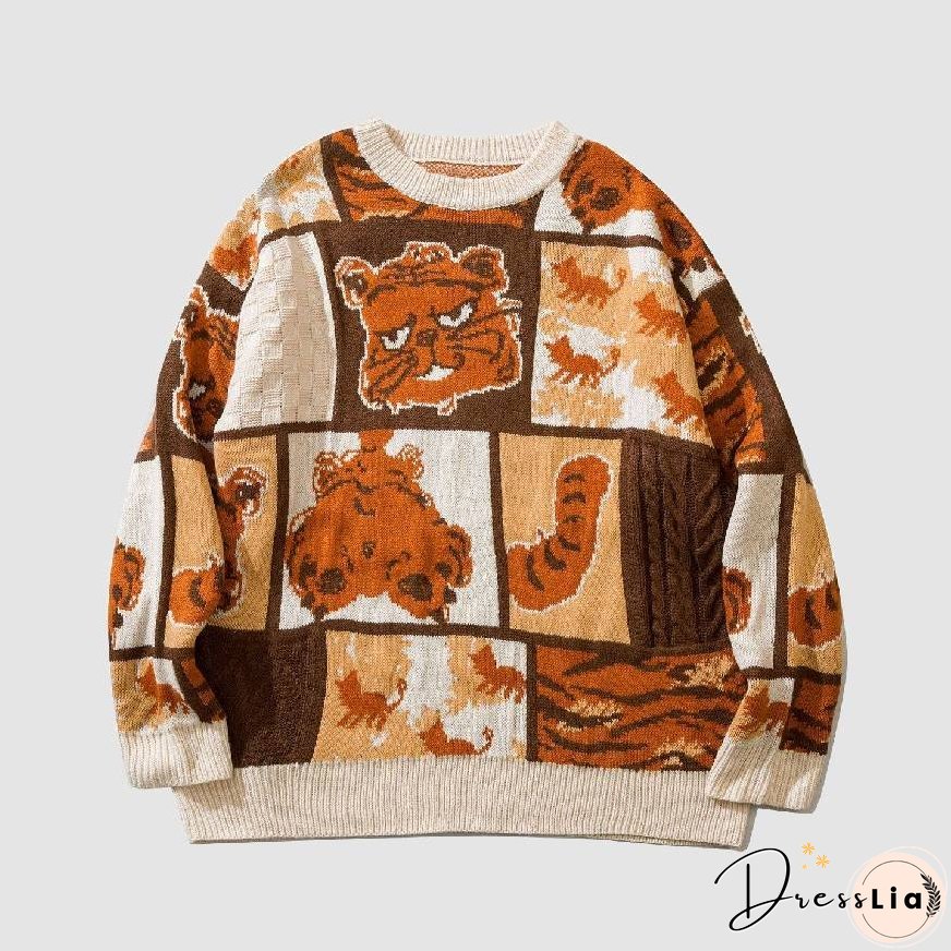 Lovely Tiger Stitching Sweater