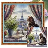 Cat By The Window-11CT Stamped Cross Stitch 40*40cm/15.75*15.75in tapestrymarket