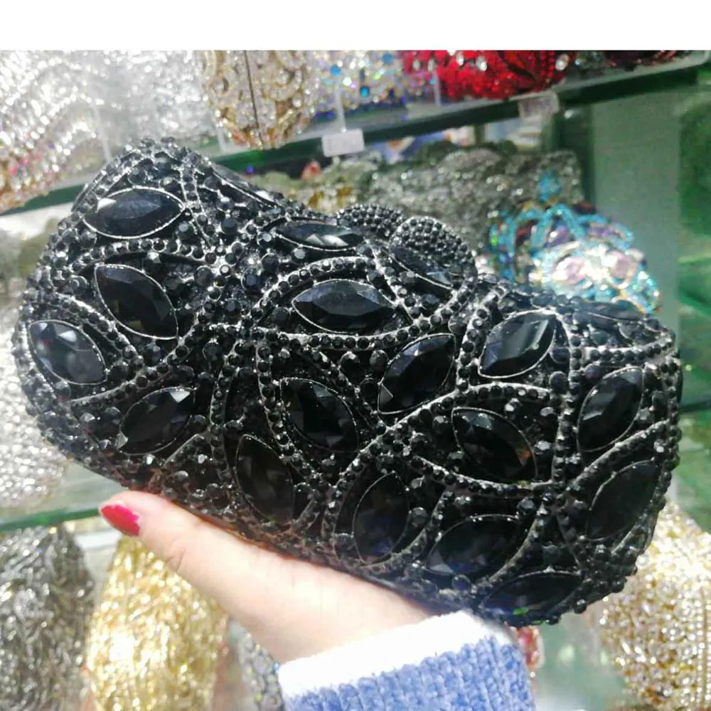 Luxury Fashion emerald Crystal Evening Bags for Big Stone purple diamante Clutch Bags Party Wedding Bridal Purse Handbags SM15