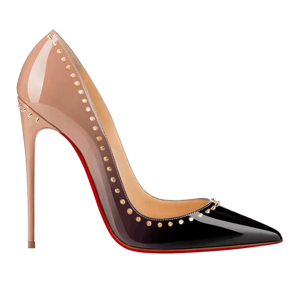 120mm Women's High Heels Stiletto Pumps Party Gradient Color Nude Black-vocosishoes