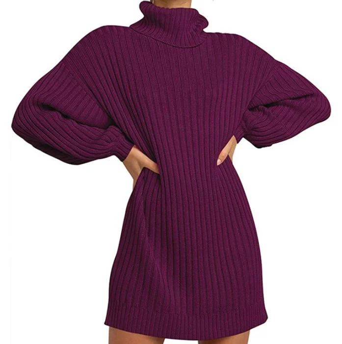 Wongn Wongn And Winter New Women's Turtleneck Medium Long Sweater Sweater Dress