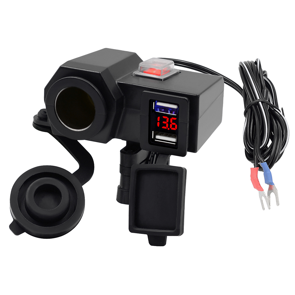 

CS-588A1 Motorcycle USB Charger Cigarette Lighter Socket w/Switch Voltmeter, 501 Original