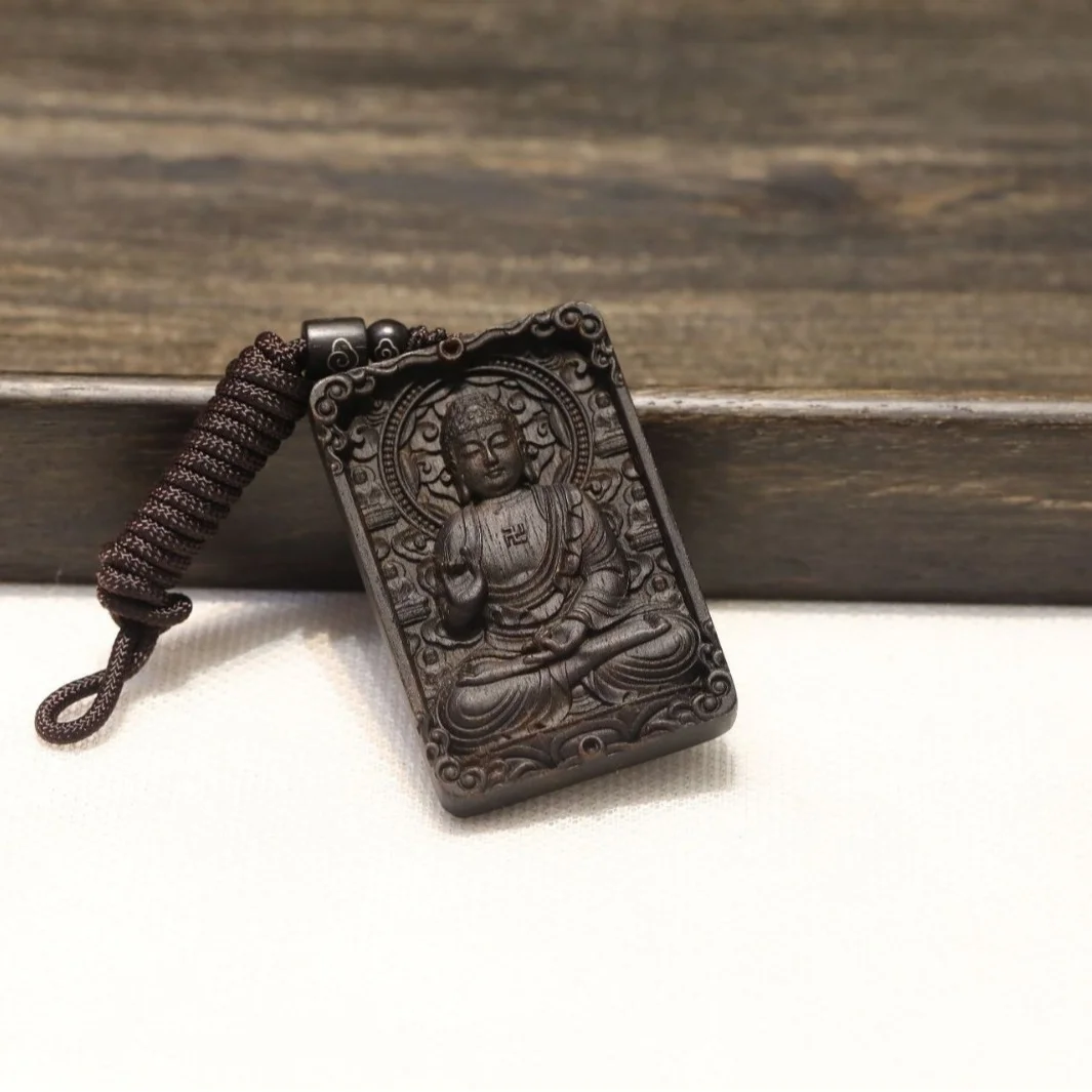 Brunei Agarwood 46 Amulet Sinking Grade Finely Carved Buddha Amulet Pendant Necklace