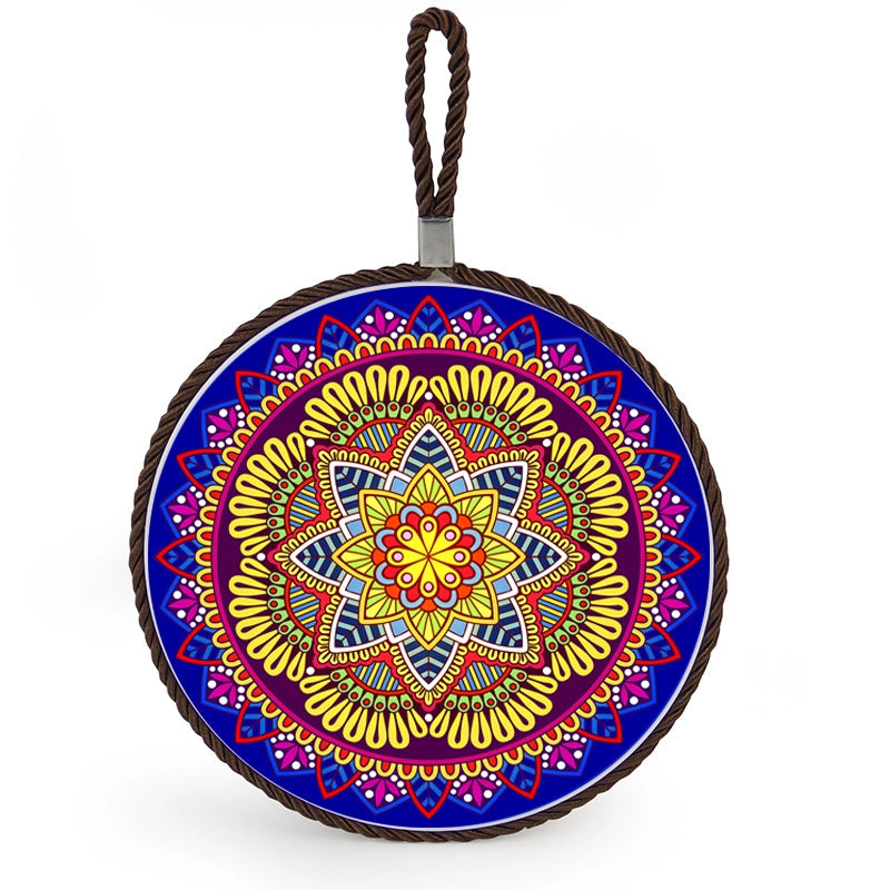 Factory Supply Thermal Transfer Printing 17cm Mandala Ceramic Heat Insulation Pot Mat Home Pot Mat European Style