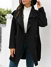 Fashion Loose Solid Color Long Sleeves Lapel Cardigan Woolen Outerwear