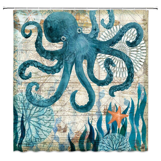 

Shower Curtain – Octopus Ocean Turtle-180*180cm, 501 Original