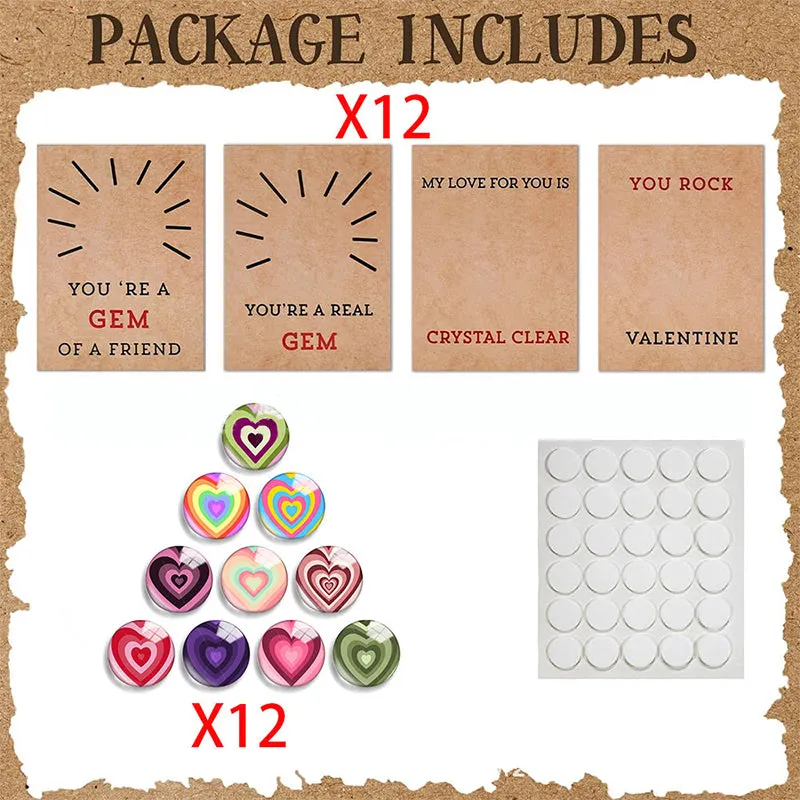 Stellaya 24 Pack Valentines Cards with Heart-Shape Crystals