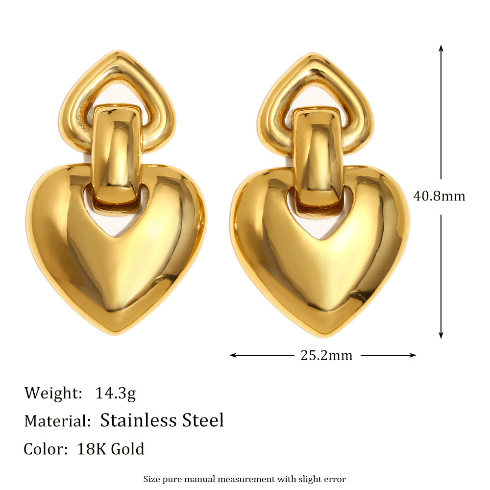 Ins Niche Simple Peanut Bow Earrings Stainless Steel 18K Gold Plated Love Ring Earrings Female
