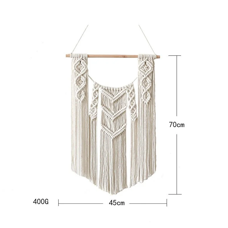 Macrame Tapestry Handmade Woven Macrame Wall Hanging Tapestry Leaf Feather Boho Decoration Home Decor Aesthetic Wall Tapestry