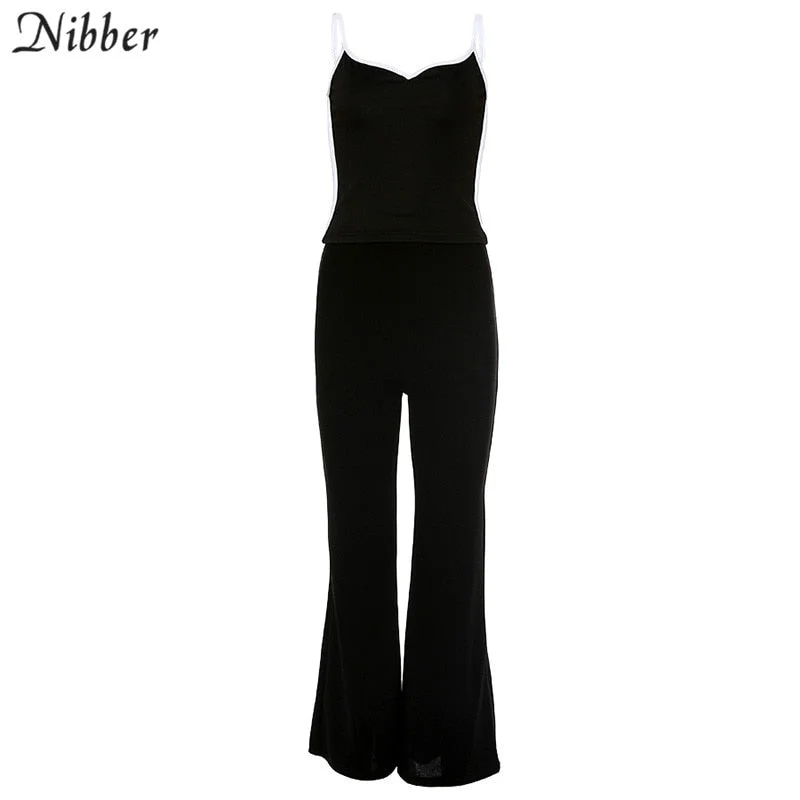 Nibber autumn Elegant pure camisole women pants 2two pieces sets 2019 hot office lady street casual tank tops pants suits mujer