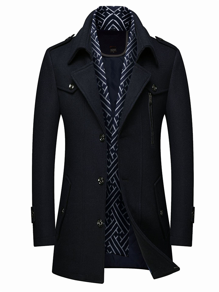 Men's Winter Coat Wool Coat Overcoat Business Casual Winter Wool Outerwear Clothing Apparel Notch lapel collar | 168DEAL