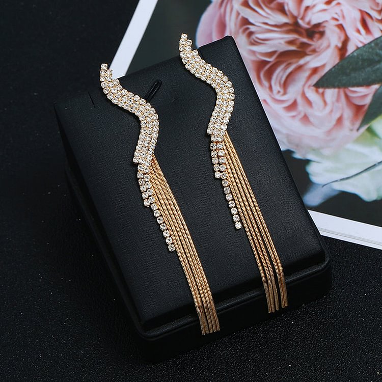 S-shaped personalized snake chain long Tassel Earrings