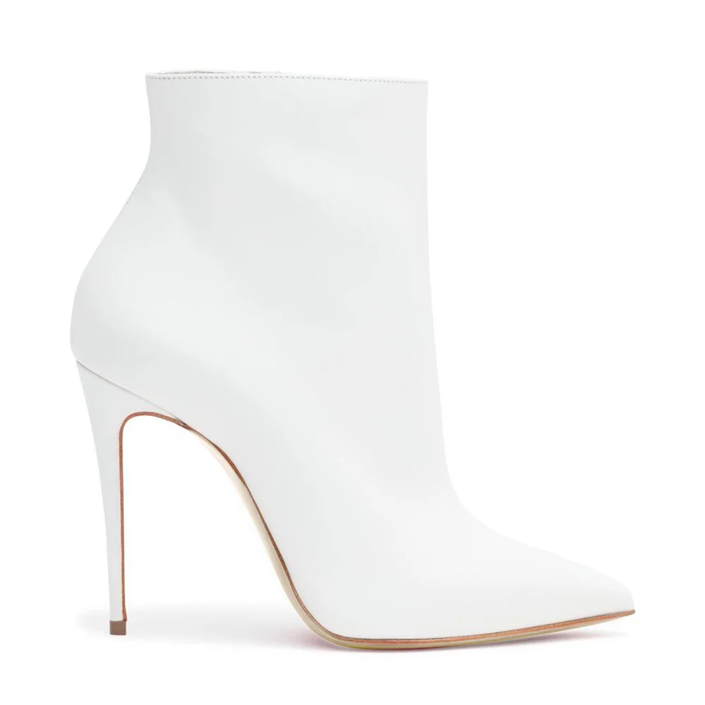 100mm Women's Closed Pointed Toe Stilettos Ankle Boots-MERUMOTE