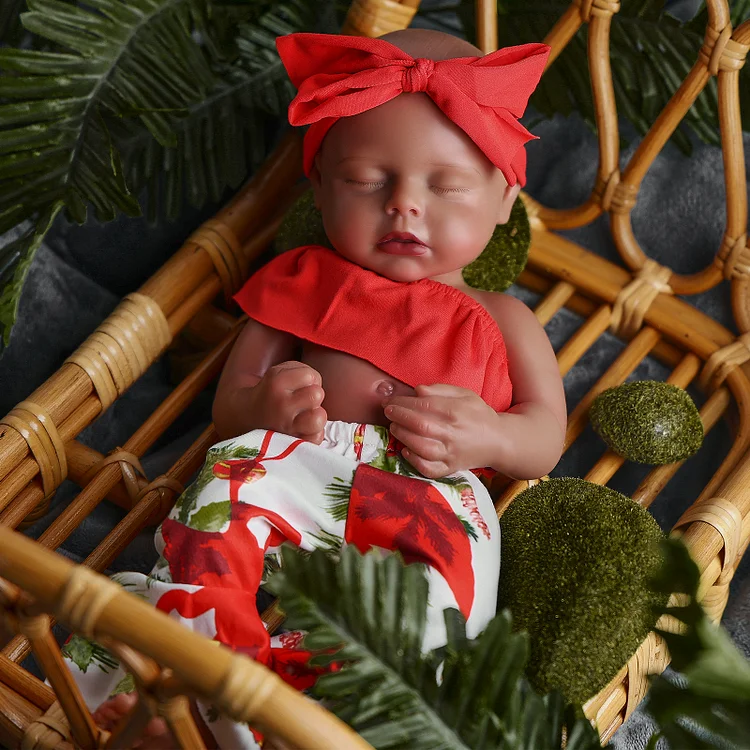 [Ships Within 24 Hours]Babeside Lucy 12"/16'' Realistic Silicone Sleeping Baby African American Little Infant Girl Physical and Mental Accompaniment