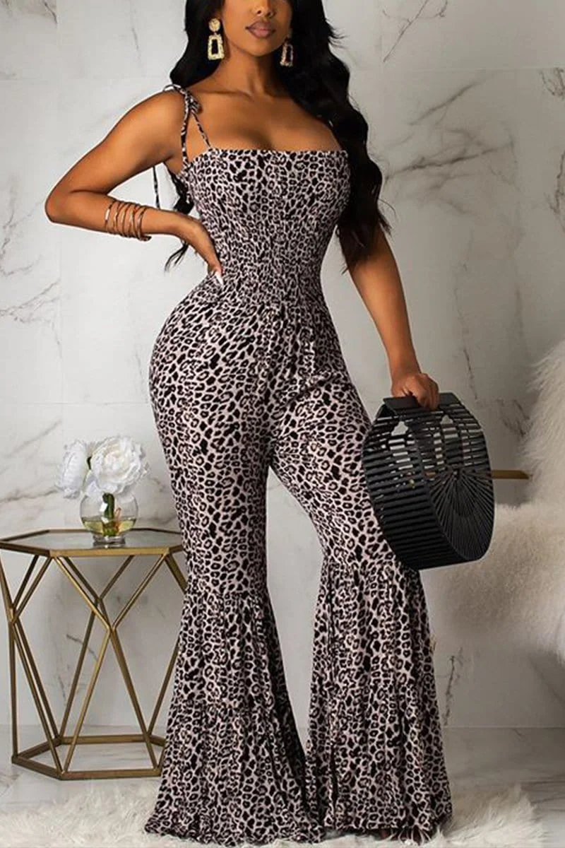 Sexy Leopard Printing Sling Speaker Jumpsuit