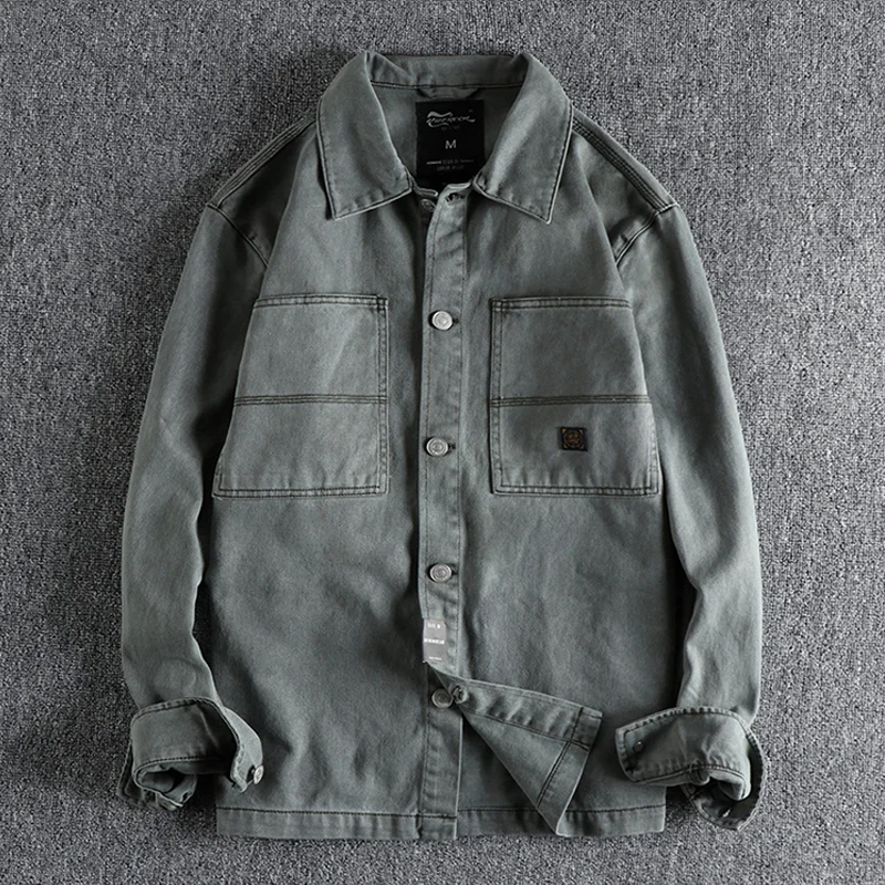 Vintage Heavy Wash Distressed Long Sleeve Shirt