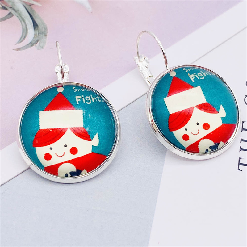 Christmas Blue Snowman Snowflake Crystal Glass Earrings 2024 - Flycurvy 