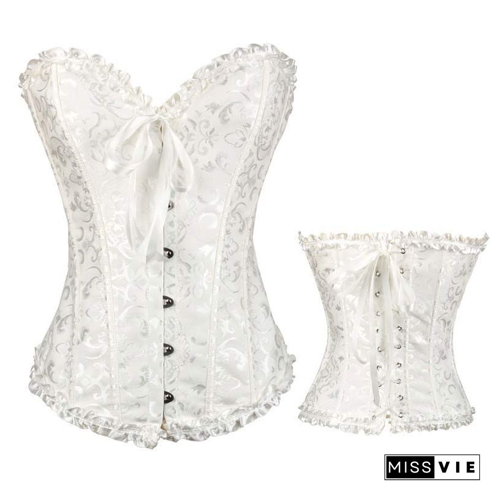 Flower Print Lace Up Corset Tops