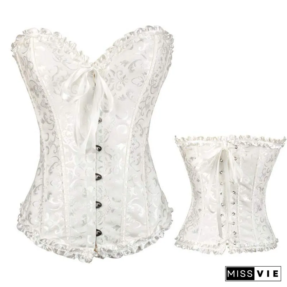 Flower Print Lace Up Corset Tops