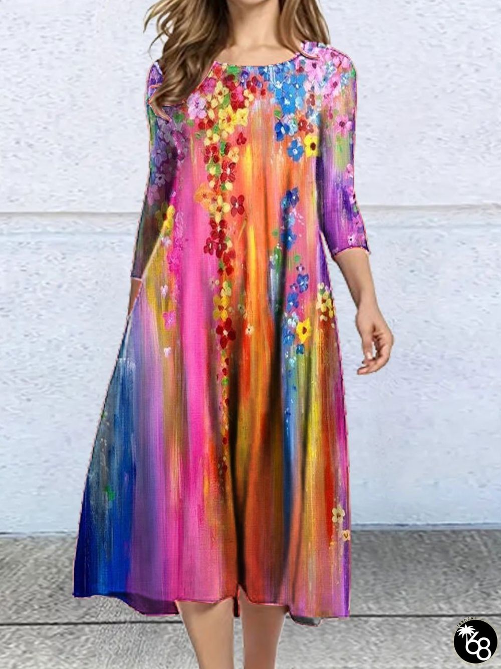 Women's Flower Spring Painting Art Print Casual Midi Dresses | 168DEAL