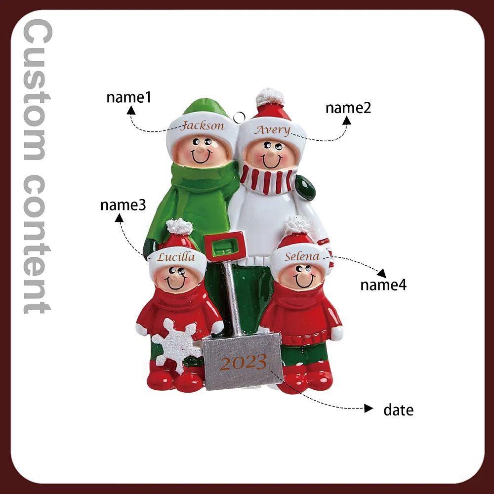 Bianco Natale mille candele... Ornamenti familiari ciondolo per albero di Natale 4 nomi personalizzati