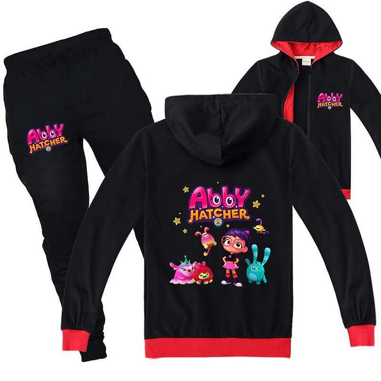 Mayoulove Abby Hatcher Print Girls Boys Zip Up Hoodie And Sweatpants Tracksuit-Mayoulove