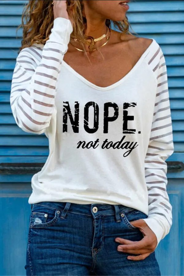 Casual V Neck Regular Print Basic Top