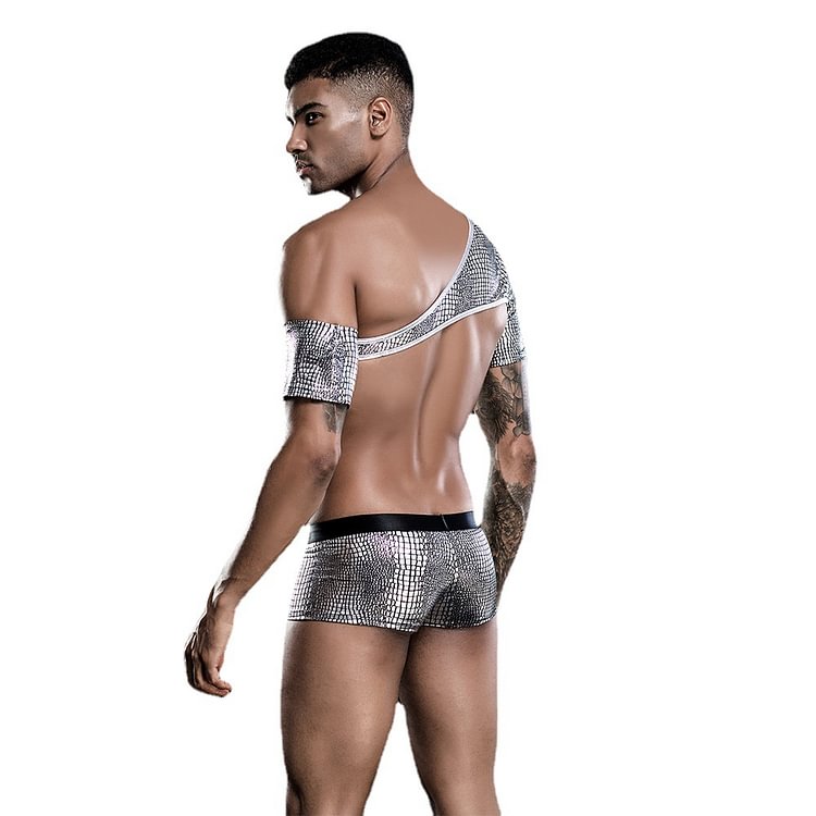 Men's Erotic Lingerie Bar Show Snakeskin Print Erotic Uniform