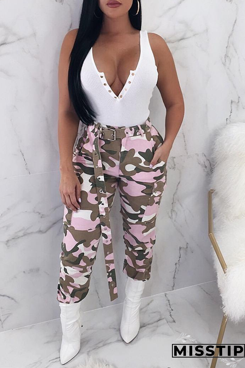 Yellow Zipper Fly Button Fly Mid Metal Zippered pencil Pants Pants