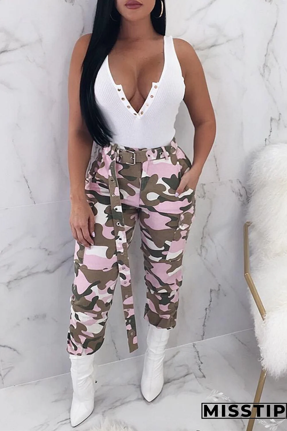 Yellow Zipper Fly Button Fly Mid Metal Zippered pencil Pants Pants