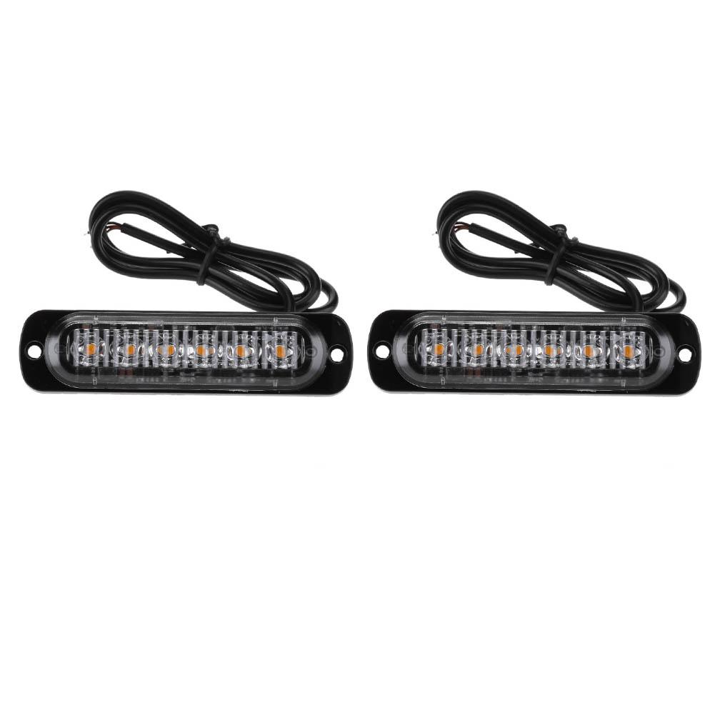 

1 Pair 6LED Slim Light Bar Car Vehicle Flash Emergency Warning Strobe Lamps, White, 501 Original