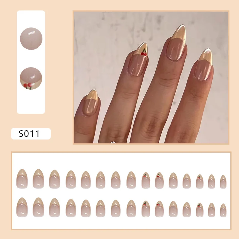 Churchf Churchf French Cherry Sweet Ins Wind Gentle Girl Fake Nail Finished 30 Pieces