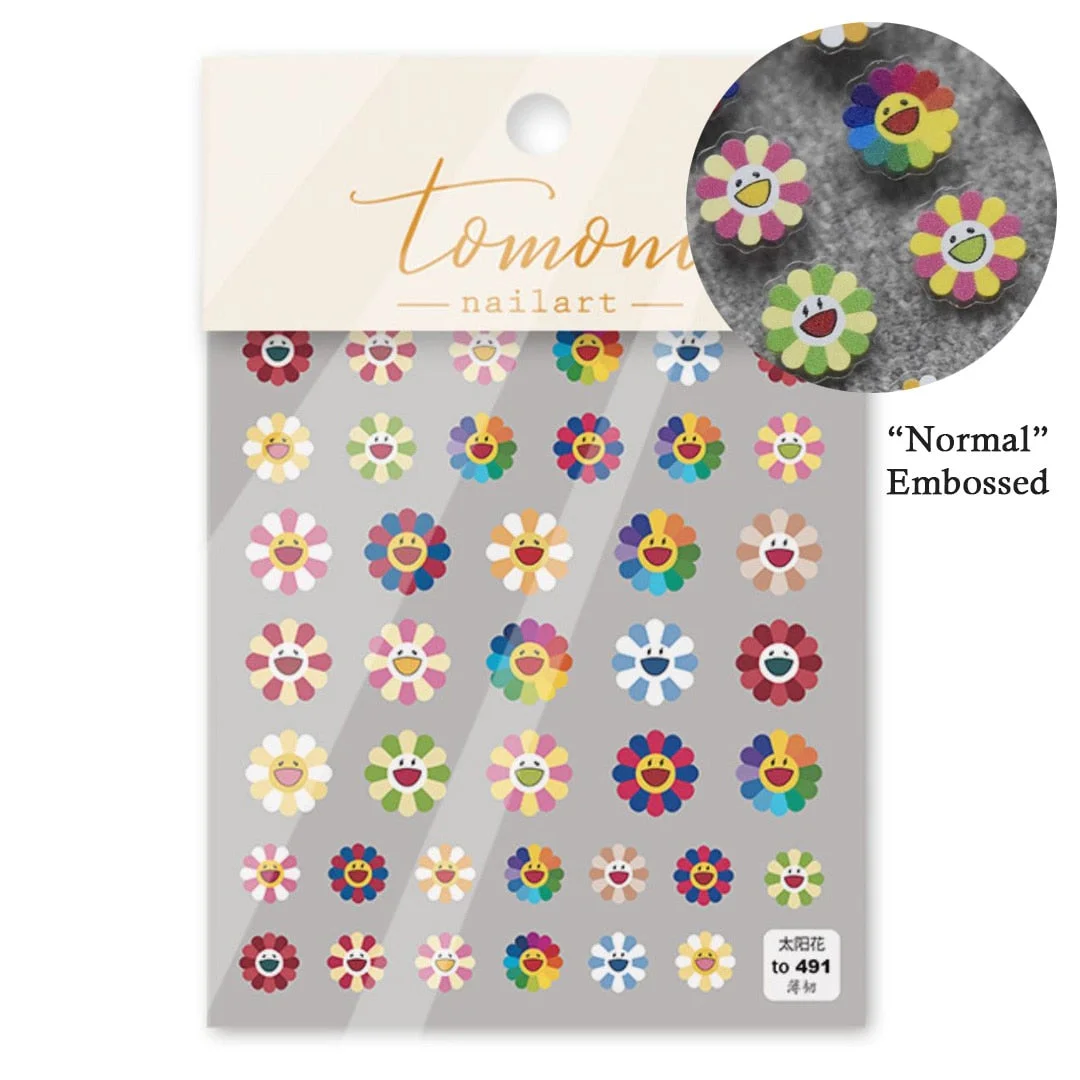 Beautizon Cute Image Flowers Leaves Cactus Nail Sticker 3D Engraved Nail Art Decorations Nail Decals Design