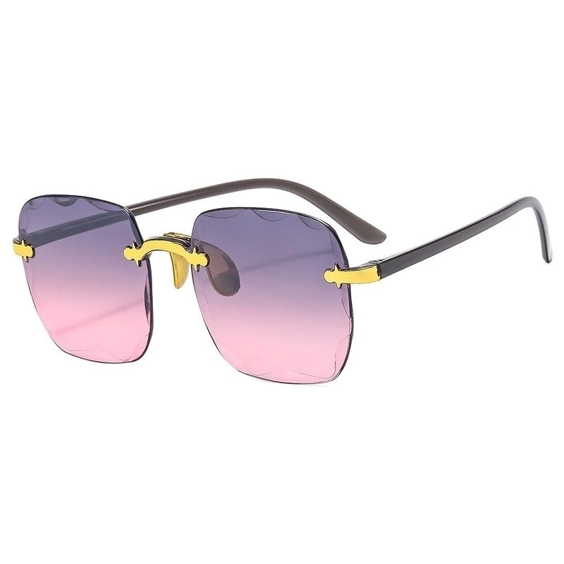 2 Pieces Fashion Gradient Color Pc Square Frameless Women’S Sunglasses