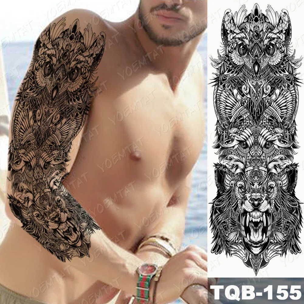 Large Full Arm Sleeve Tattoo Indian Forest Leopard Waterproof Temporary Tatoo Sticker Wild Tribe Men Women Body Art Tatto