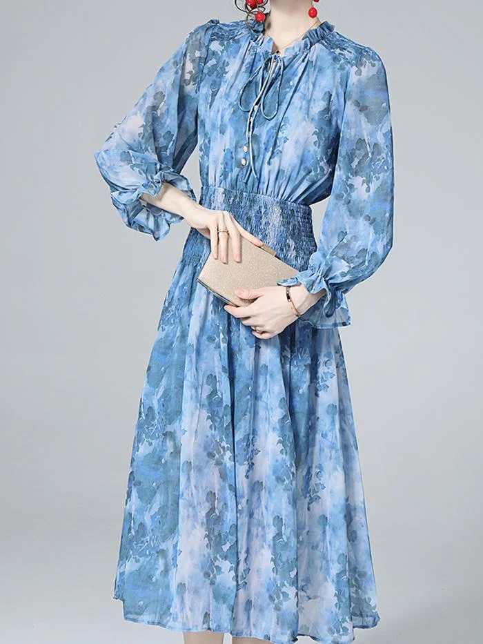 Fashion Printed Hepburn French Dress