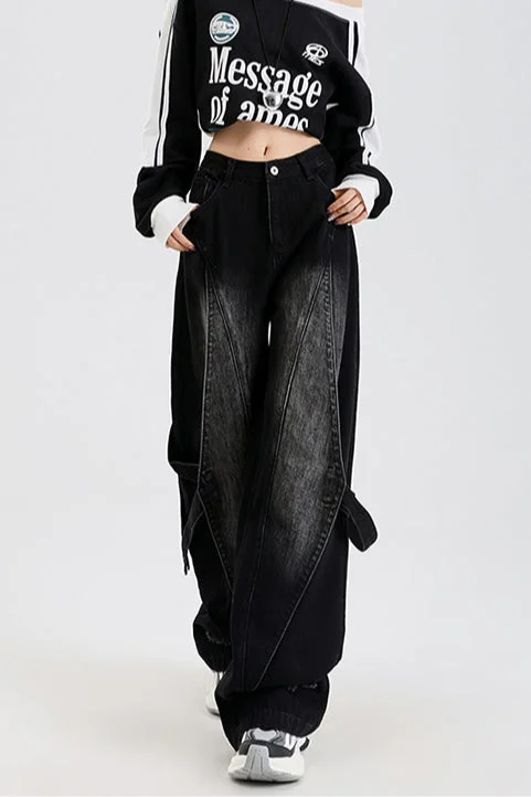 Vintage Washed Patchwork Jeans