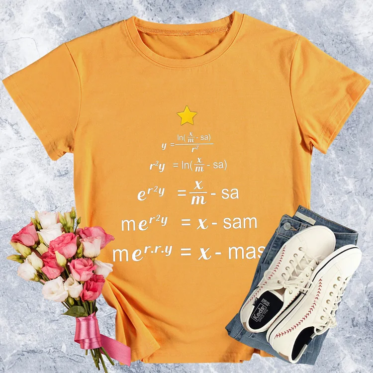 Funny Christmas Math Round Neck T-shirt