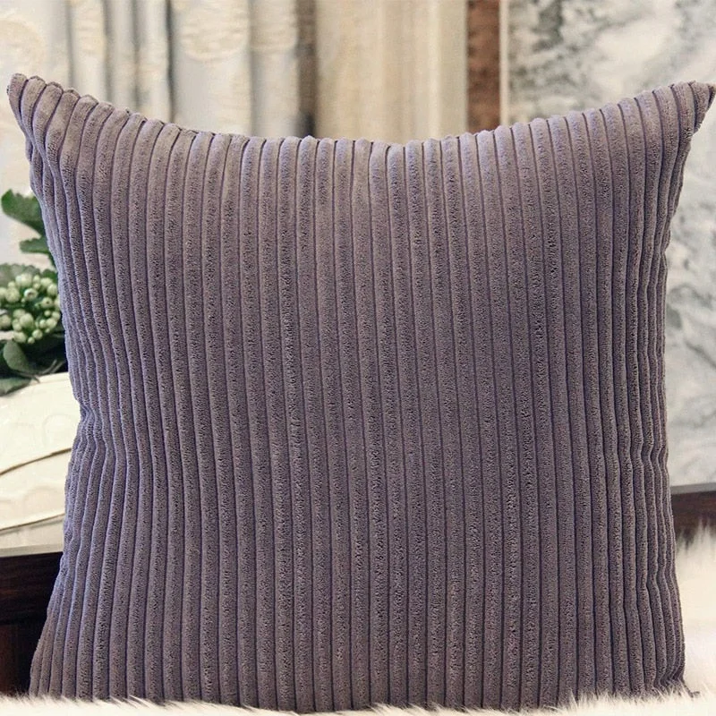 Soft Velvet Cushion Cover Solid Pillow Case Corduroy Flocking Stripe Yellow Gray PinHome Decorative Pillow Cover 45x45cm 30x50cm