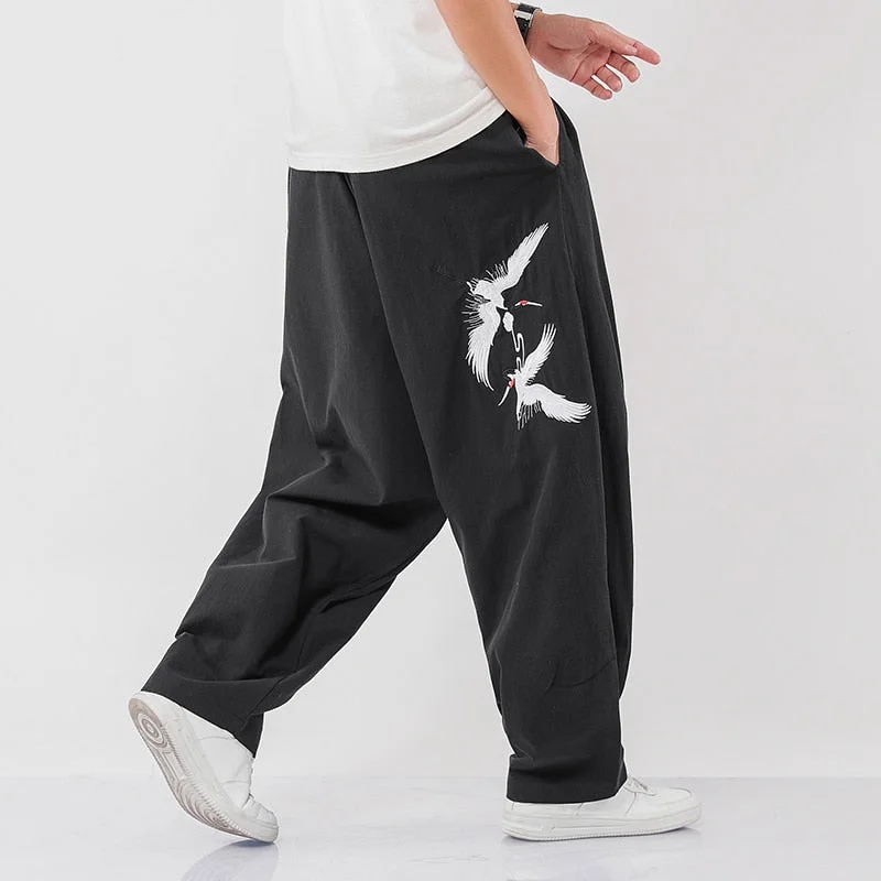 Embroidery Men Wied Leg Pants Harajuku Style Jogging Pants Mens 2020 Autumn Loose Trousers Male Fashion Oversize Sweatpants 5XL