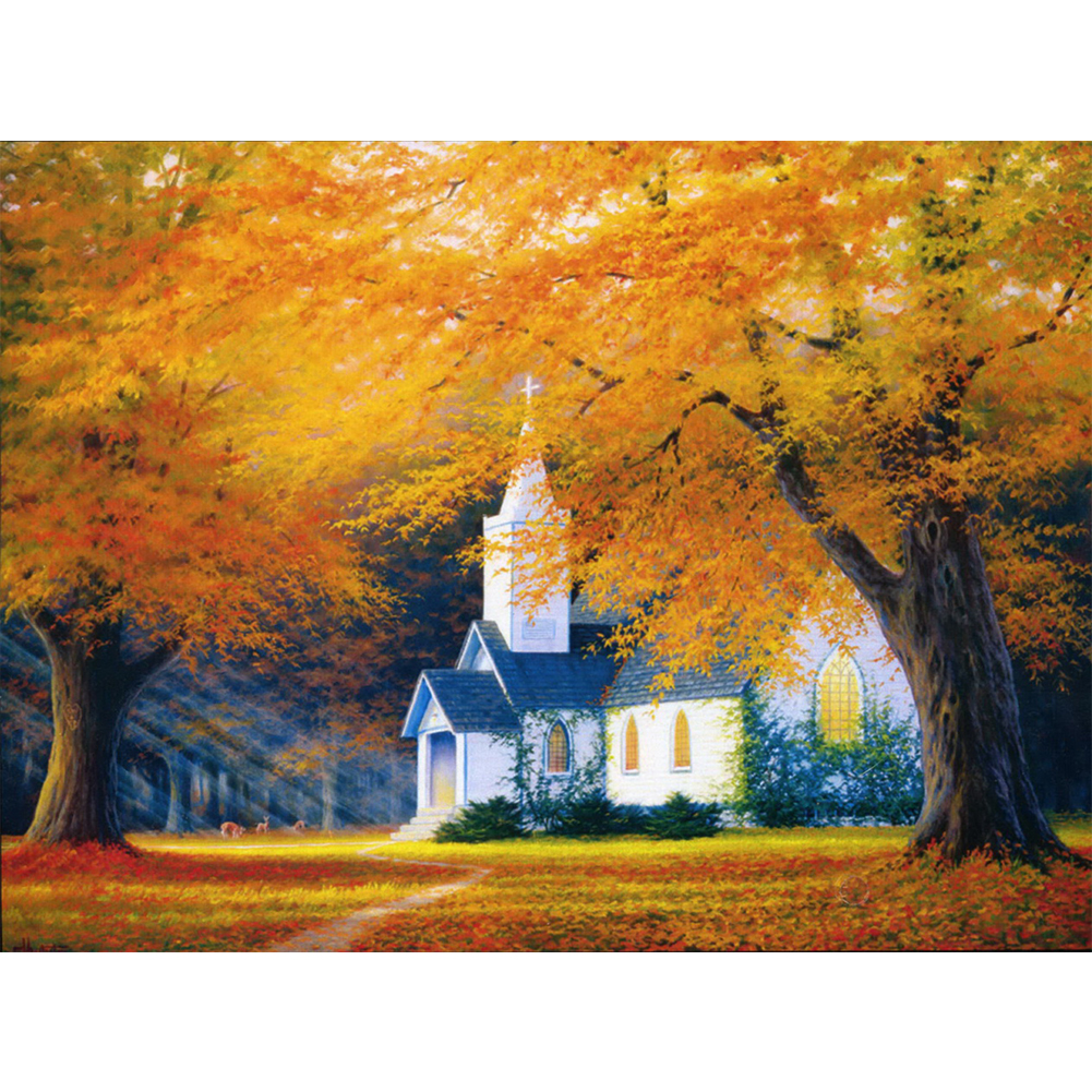 

30*40CM - Round Drill Diamond Painting - Fall View, 501 Original