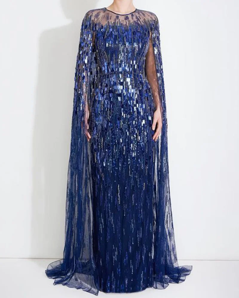 Sequin maxi dress cape