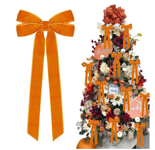 Tegooe 10PCS Velvet Bow Decorative Ribbons - Holiday Wedding Decor