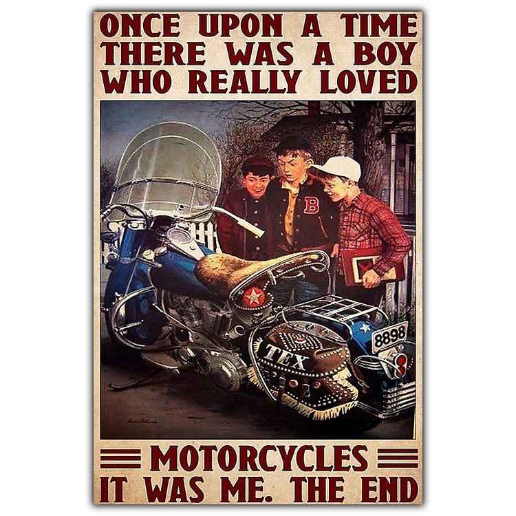 Vieil homme à moto - Enseigne Vintage Métallique/Enseignes en bois - 20*30cm/30*40cm