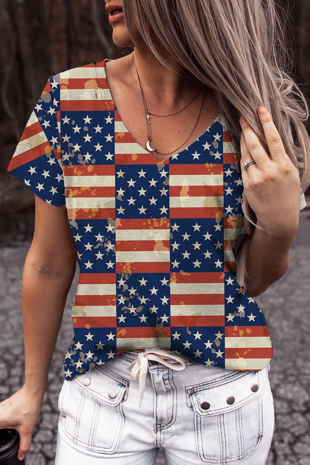 American Flag Patchwork Retro T-Shirts