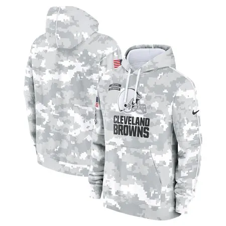 Youth Cleveland Browns  White/Gray 2024 Salute To Service Pullover Hoodie