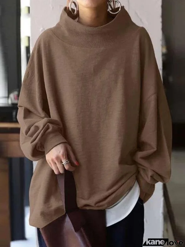 Women's Hoodies Loose High Neck Pullover Long Sleeve Hoodie
